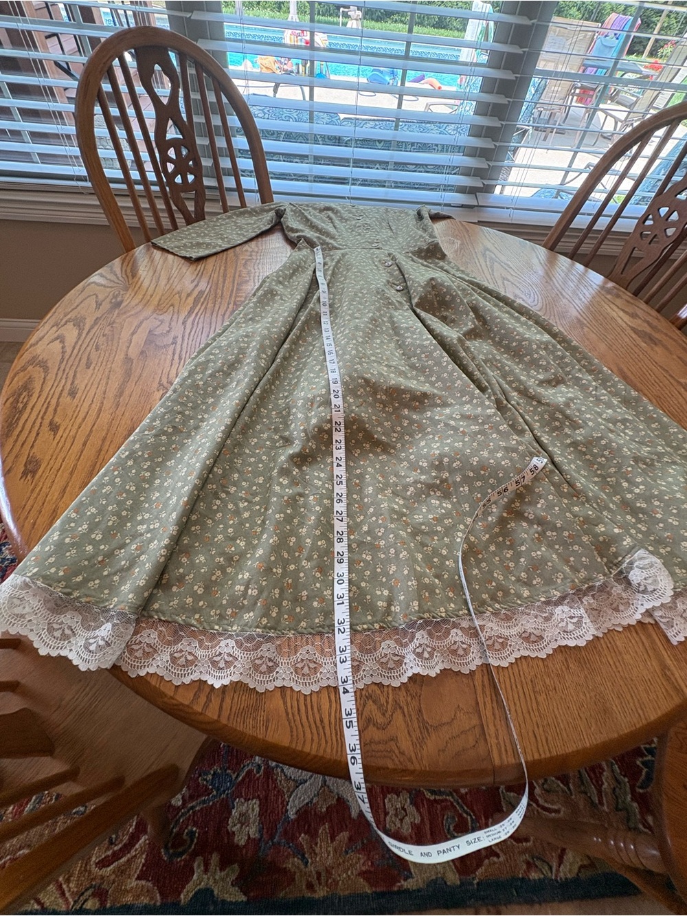 Seneca Vintage Mid Century Style Sage Floral Prairie Tea Dress S/M ? Bustle Back - Picture 6 of 12